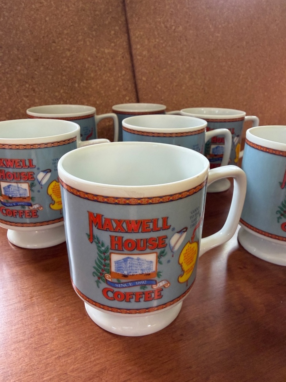 Vintage Porcelain Maxwell House Pedestal Coffee Cup Set of 7